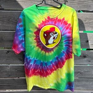 Colorful Tie-Dye T-Shirt with Cartoon Graphic